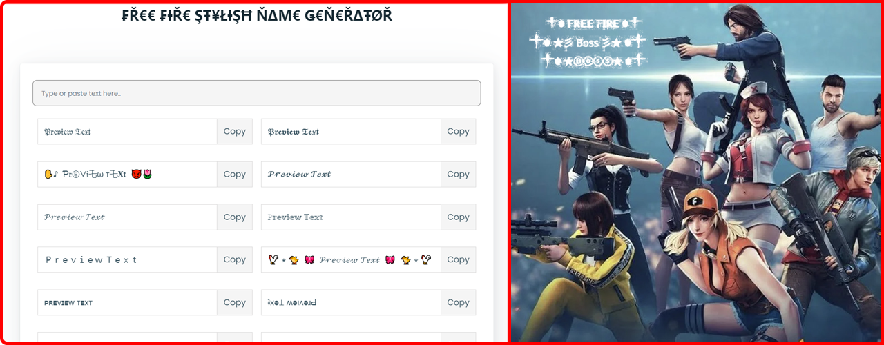 Free Fire Stylish Name